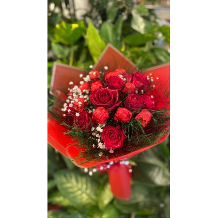ünye kırmızı gül ve çikolata buketi 7